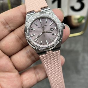 Ladies' Vacheron Constantin Overseas 35mm Pink Dial Diamond Bezel Super Clone 1127064393 - side view | Overseas